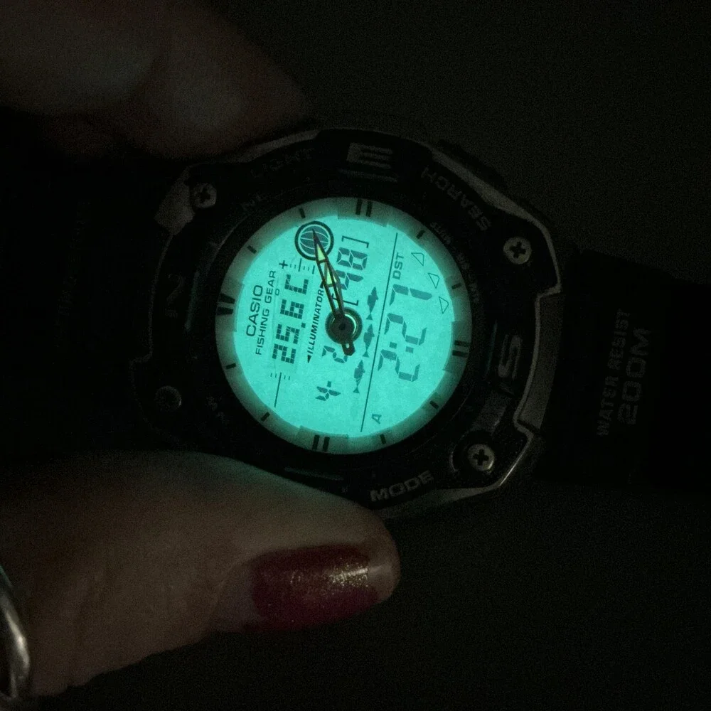 Casio 5056 AQW-101 Mens Watch 46mm Thermosensor Fishing World Time Illuminator